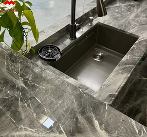 Pannello Murale Moderno <span class=keywords><strong>in</strong></span> <span class=keywords><strong>Marmo</strong></span> Grigio Lucidato Pradas, Impermeabile, per Bancone Bar, <span class=keywords><strong>Tavolo</strong></span> e Pavimento, per Design di Hotel e Ville - Product Image 2