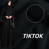 Tissu Abaya noir en crêpe extensible Tiktok Zoom Nida, 98% polyester, 2% élasthanne, pour robe de femme musulmane