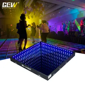 GEVV portable 3d infinity mirror video light carreaux magnétiques sans fil panneau de verre led dance floor pour fête de mariage