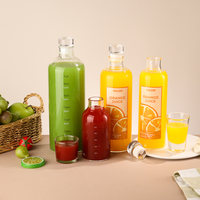 Transparante drankenfles, fruitsap, melkfles, lege verpakking, 300/500/700/1000ml ronde mineraalwaterfles van glas met glazen stop.