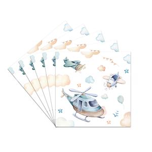 <span class=keywords><strong>Serviettes</strong></span> en <span class=keywords><strong>papier</strong></span> à motif d'hélicoptère de dessin animé aquarelle pour fête de Noël pour enfants, impression sérigraphique 3 couleurs, décoration de haute qualité - Product Image 3