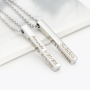 Collana con barra d'oro personalizzata con <span class=keywords><strong>nome</strong></span> inciso personalizzato ciondolo alla moda gioielli regalo per uomini e donne - Product Image 4