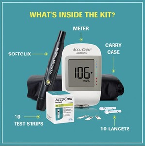 Kit de <span class=keywords><strong>glucómetro</strong></span> Accu-Chek Instant S con vial de 10 tiras, 10 lancetas y un dispositivo de punción GRATIS para una medición precisa de glucosa en sangre - Product Image 3