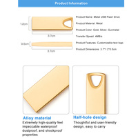 Clé USB personnalisée avec logo métallique 2.0 3.0 3.1, clé USB 4 Go 8 Go 16 Go 32 Go 64 Go, clé USB 64 Go, mini clé USB pour PC