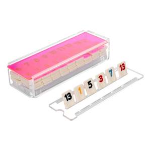 Étui acrylique Original Blue Rummy Game 106 Tiles <span class=keywords><strong>Mahjong</strong></span> Digital Turkish Game Lucite Rummy Game For Party - Product Image 2
