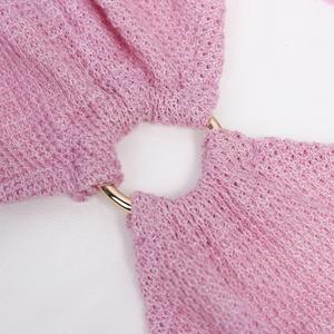 Guangzhou Auyan femmes col en v Wrap Word Sexy évider taille à manches longues plage Sexy robe moulante - Product Image 4