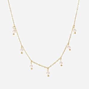 Freshwater Pearl Tassel <b>Necklace</b> 18K Gold Stainless Steel Women's Everyday Wear - Product Image 1