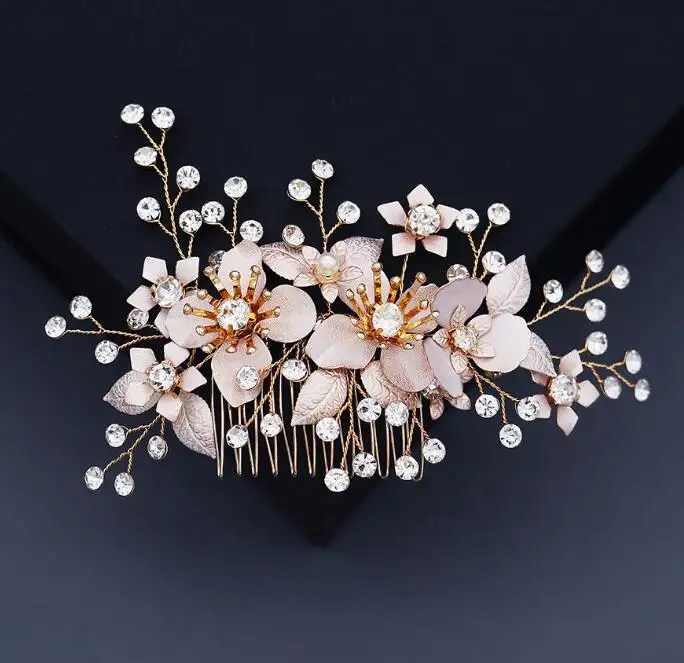 Cross-border boda novias damas de honor hecho a mano peine perla barato personalizado diamantes de imitación accesorios para el cabello