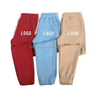 Pantalones de chándal con logotipo personalizado para hombre y mujer, ropa Lisa bordada para caminar y trotar, en blanco, de lana, para correr