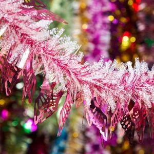 Nouveaux produits : Guirlande de Noël avec feuilles, étoiles et paillettes, décorations d'arbres, guirlande de fête avec LED - Product Image 5
