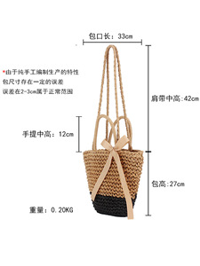 Bohemian Bow Knitted <b>Bag</b> Polyester Cotton Spring Tape Closure for Seaside Vacation Daily Leisure <b>Work</b> Women's Tanjing - Product Image 5