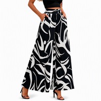 Nouveau pantalon décontracté taille haute coupe skinny confortable et simple à jambes larges pour femme – Marchés transfrontaliers Europe-Amérique