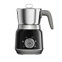 Mousseur à lait automatique rétro de style italien - 1000 ml - 6-en-1 - Pour mousse froide et chaude - Design incurvé vintage - 304