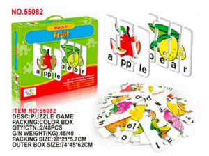 Rompecabezas de papel con alfabeto y frutas para niños de 2 a 4 años, juguete educativo con impresión a todo color y laminado mate - Product Image 3