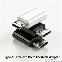 Lot de 10 connecteurs de charge et synchronisation de données en alliage d'aluminium, type C femelle vers micro USB mâle, pour téléphone Android, emballage sous blister
