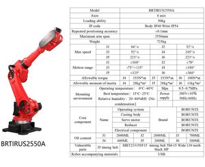 BORUNTE BRTIRUS1510A Bras de robot industriel de 1500 mm de portée, moteur PLC, entraînement électromécanique, capacité de charge de 10 kg, protection IP54 1 - Product Image 3