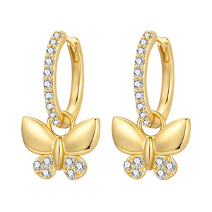 Pendientes/argollas de mariposa de latón blanco desmontables, muy vendidos, regalo original y exclusivo para chicas - Product Image 1