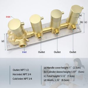 HOMEDEC Kit de robinetterie de <span class=keywords><strong>douche</strong></span> thermostatique 3 fonctions en cuivre, finition or brossé, 3 voies, contrôle du débit et du volume, <span class=keywords><strong>douche</strong></span> <span class=keywords><strong>verticale</strong></span> - Product Image 5