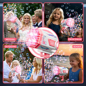 お子様向けギフト 電動 ビッグパーティー バブルマシーン 屋外用 125穴 プラスチック製 自動バブルシューターガン ライト付き 男の子向けおもちゃ - Product Image 4