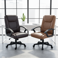 Chaise de bureau de direction ergonomique pivotante à dossier haut, réglable en hauteur, avec accoudoirs fixes, pour ordinateur, économique