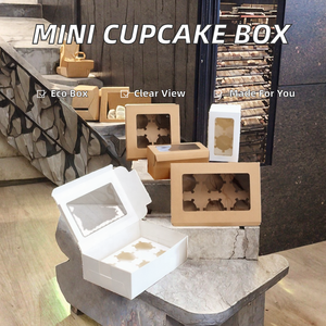 Cajas de Papel para Empacar Cupcakes y Muffins Cuadrados, Personalizadas, Reciclables, Aptas para Alimentos, Blancas, Transparentes, con Mini Ventana, de 2, 4, 6 y 8 Orificios - Product Image 2