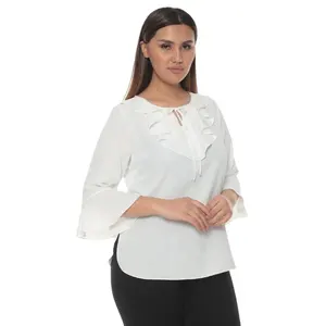 Plus Size White Blouse Women Clothing High Quality Elegant Casual Western Style Custom Manufacturer Turkey Chic Ladies Clothing
