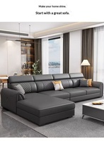 Sofá de Cuero Negro Moderno en Forma de L con Diseño de Costura de Diamante, Sofá Seccional Esquinero Grande para Sala de Estar, Muebles de Lujo para el Hogar