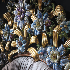 Clássico europeu colorido menina princesa alta encosto cama arte floral romântico rainha plataforma flor mão esculpida cama - Product Image 4