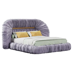 Italiano di lusso di fascia alta su misura in tessuto camera da <span class=keywords><strong>letto</strong></span> Design pieghettato <span class=keywords><strong>letto</strong></span> Hotel Villa 1.5 1.8 metri re grande <span class=keywords><strong>testiera</strong></span> <span class=keywords><strong>letto</strong></span> <span class=keywords><strong>matrimoniale</strong></span> - Product Image 6