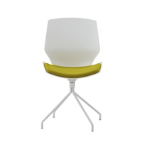Chaise de bureau, de conférence, d'ordinateur, de bar, de salle à manger haute ou de réception, simple, moderne, réglable, pivotante, en plastique, avec assise en tissu, sans dossier en arc