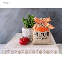 Promotion : Mini sac citrouille personnalisé en toile de jute avec cordon de serrage, idéal pour décoration de table à étages et pochette cadeau pour bonbons de Noël