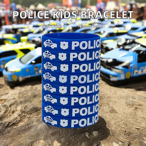 Pulsera de Silicona Azul con Estampado de POLICÍA para Niños, Ideal para Actividades Deportivas, Fabricada en Stock para Uso en Eventos - Product Image 3