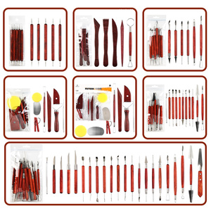 Outils de sculpture en argile Panwenbo, 6 ensembles d'outils en bois à double tête, couteaux à dentelle, outils de sculpture en céramique DIY - Product Image 3