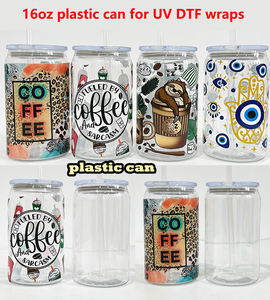 Magazzino degli Stati Uniti in magazzino birra <span class=keywords><strong>bicchieri</strong></span> da caffè trasparente 16oz <span class=keywords><strong>plastica</strong></span> acrilica lattina di Soda con coperchio e paglia per UV DTF involucri - Product Image 6
