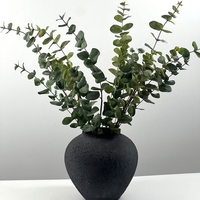 Nouveauté : Feuilles d'eucalyptus artificielles en soie vertes à 3 branches, tige de 100 cm, pour bouquet de fleurs, décoration de pot à la maison