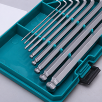 Set Kunci Tipe L 9pcs 9pcs Gagang L CRV Set Kunci Allen Hex Ujung Bola Torx Warna-warni Versi Panjang Sedang