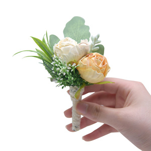 Boutonniere per matrimonio sposo rosa corpetto uomo Boutonniere Chic fiori da sposa accessori decorazioni da ballo - Product Image 6
