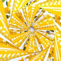 48 pièces de tissu en sergé de couleur jaune, tissu en pur coton sergé, tissu en coton fait main pour patchwork, vente en gros
