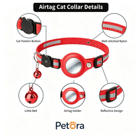 Traceur anti-perte pour animaux de compagnie Petora, double système iOS et Android, avec localisateur réfléchissant nocturne, collier pour chat et chien