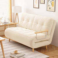 Modernes Doppel-Schlafsofa für Zuhause Cremefarbenes Stoff-Klappsofa Weiche Wolken-Couch Verstellbares Klappsofa
