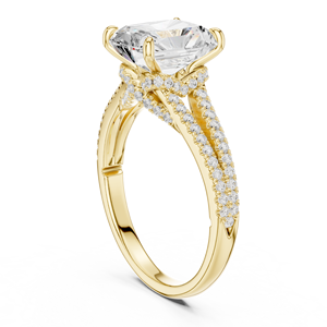 Bague de fiançailles chic en or 14Kt 18Kt 22Kt plaqué rhodium avec diamant de laboratoire taille radiant 2,5 carats pour femme, bague de mariage - Product Image 2