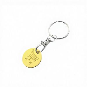 Porte-clés jeton de chariot de courses en acier inoxydable avec décoration - Product Image 1