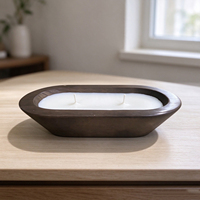 Bougies parfumées de luxe en gros, faites à la main, dans un bol en bois, bougies parfumées à plusieurs mèches en cire de soja pour la décoration intérieure