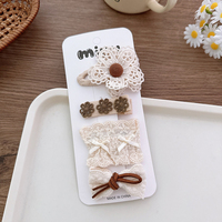 Barrette pour cheveux d'enfants en dentelle vintage blanc menthe avec nœud fleuri - Accessoire pour cheveux en tissu avec séparation latérale