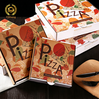 Boîtes à pizza pour restaurant, haute qualité, chromoboard durable, design personnalisé, emballage à emporter, carton ondulé, gaufrage éponge