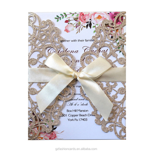 Carte d'invitation scintillante au laser, invitations d'anniversaire personnalisées avec nœud en ruban - Product Image 4