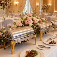 Ensemble de réchauds de luxe à couvercle roulant, chauffe-plats commerciaux en acier inoxydable pour buffet avec supports à combustible, équipement de restauration
