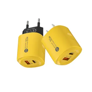 US EU Usb Quick Charger 20W PD USB C Fast portable wall Charger Yellow QC3.0 Type-c Charger For iPhone 15