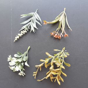Feuilles de saule artificielles, plantes vertes floquées, branches décoratives givrées, emballage en vrac, petite taille - Product Image 1