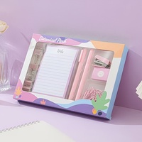 Juego de Papelería de Oficina de Plástico con Grapadora, Bolígrafo, Cuaderno, Grapas, Clips para Papel, Clips de Encuadernación - Accesorios de Escritorio 16x24CM